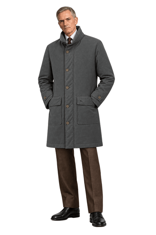 1990s Dark Grey Wool Blend Coat - Model