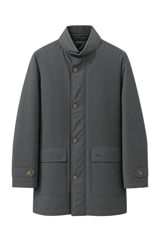 1990s Dark Grey Wool Blend Coat - Front View