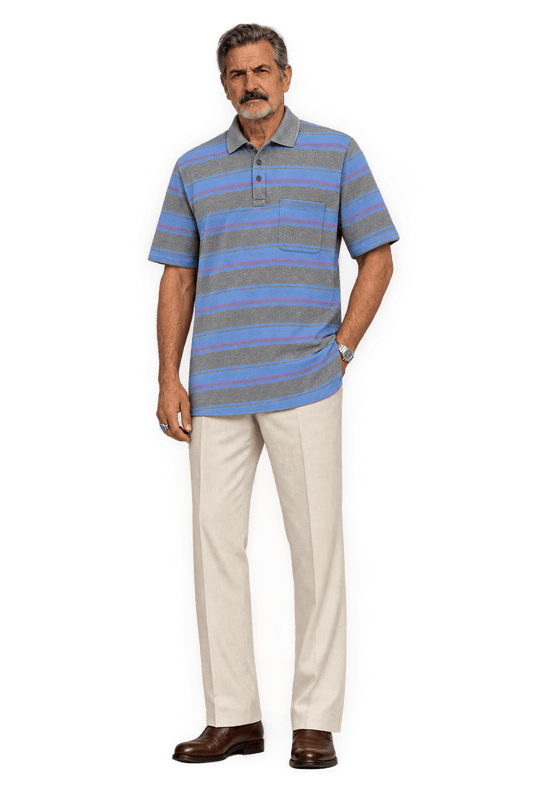 1980s Blue Cotton Blend Polo - Model