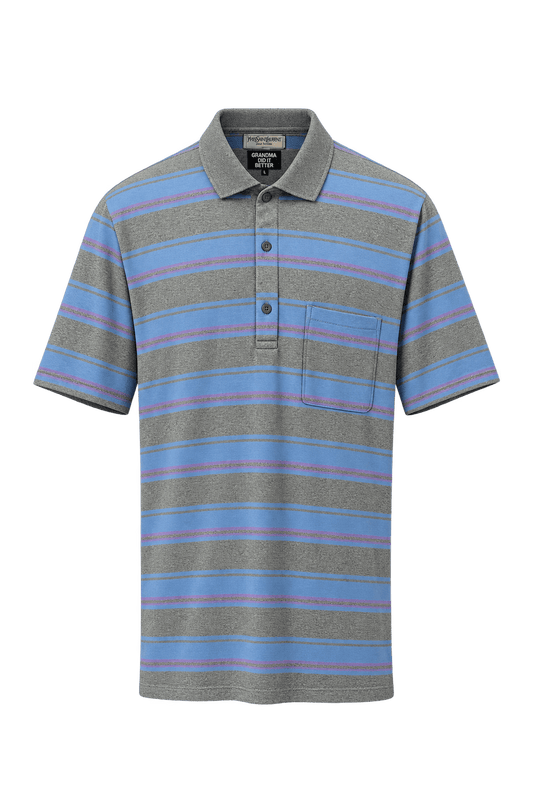 1980s Blue Cotton Blend Polo - Front View