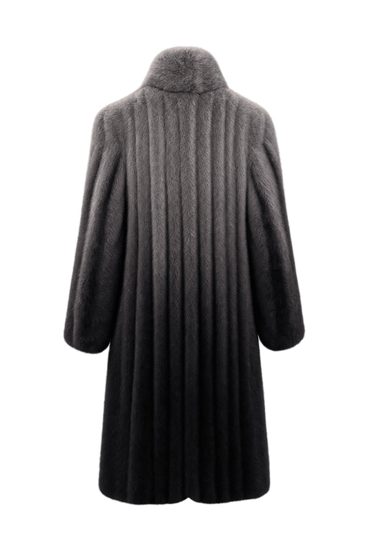 1980s Gradient Grey Mink Fur Coat - Front View