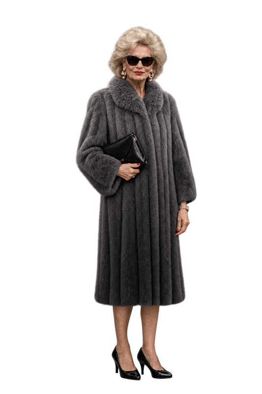 1980s Gradient Grey Mink Fur Coat - Model