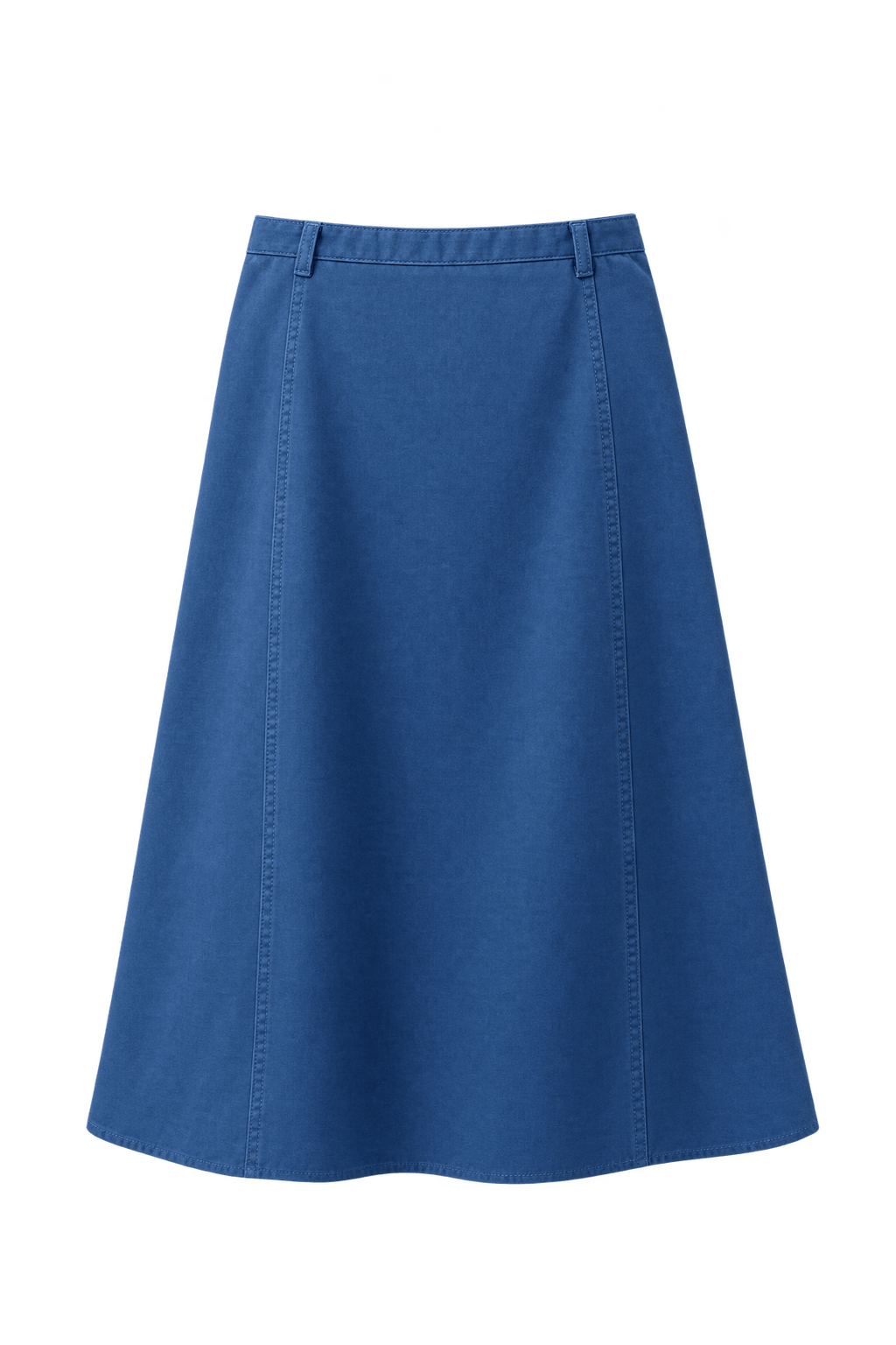 1990s Navy Blue Cotton Blend Skirt - Front View