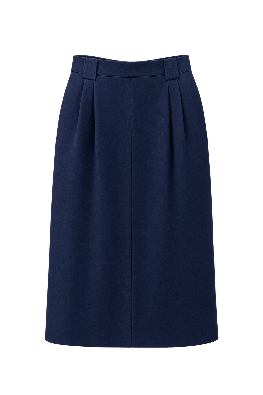 1970s Navy Blue Wool Blend Skirt - Front View