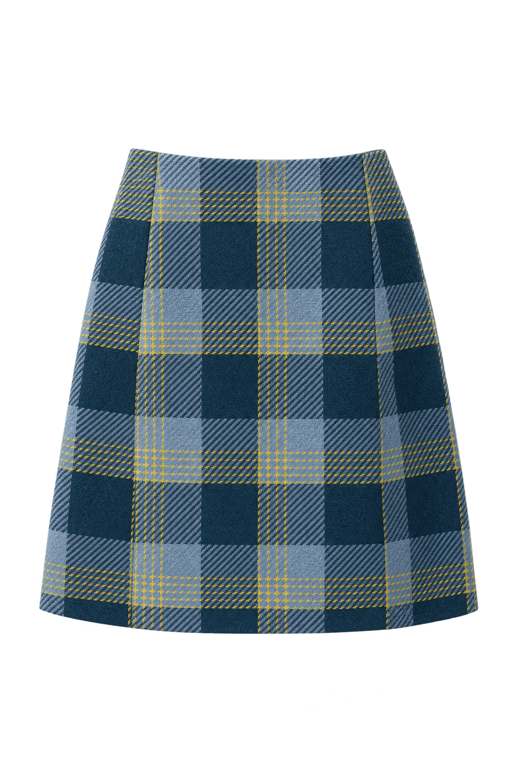 1970s Blue Wool Blend Skirt - Front View