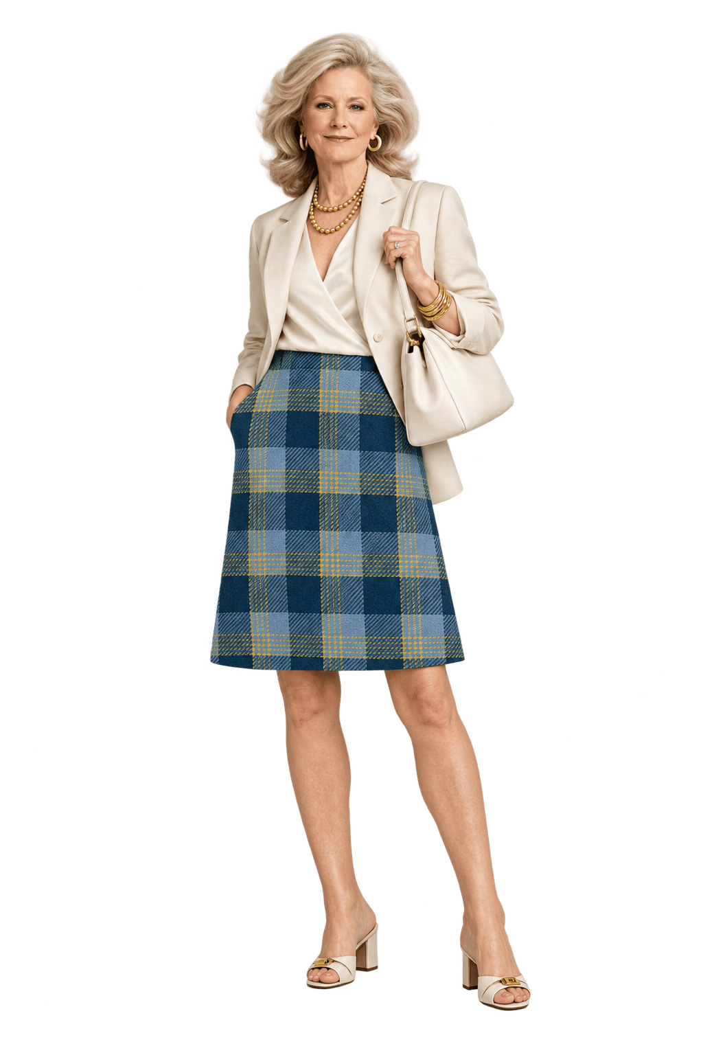 1970s Blue Wool Blend Skirt - Model