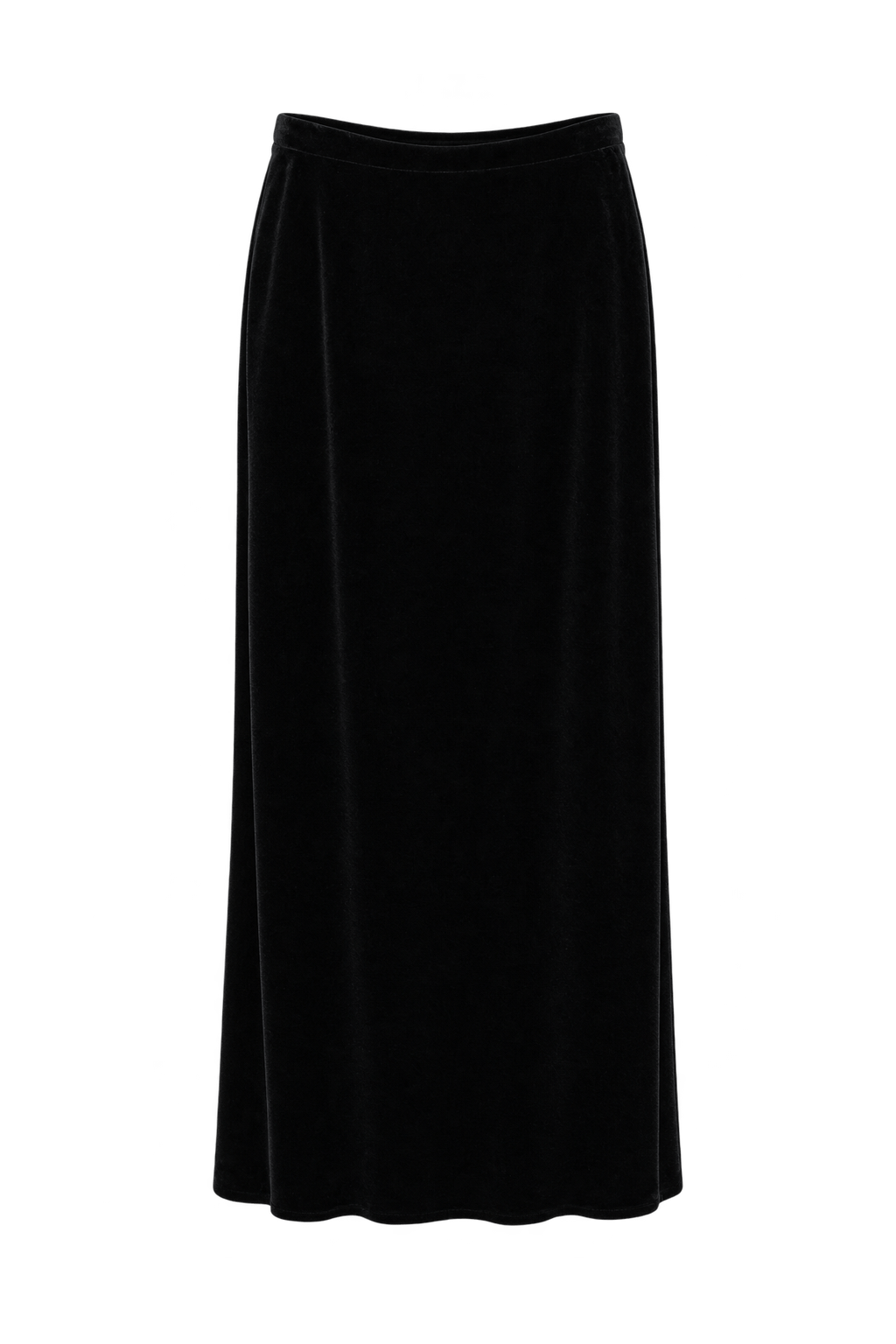 1990s Black Velvet Skirt - Front View