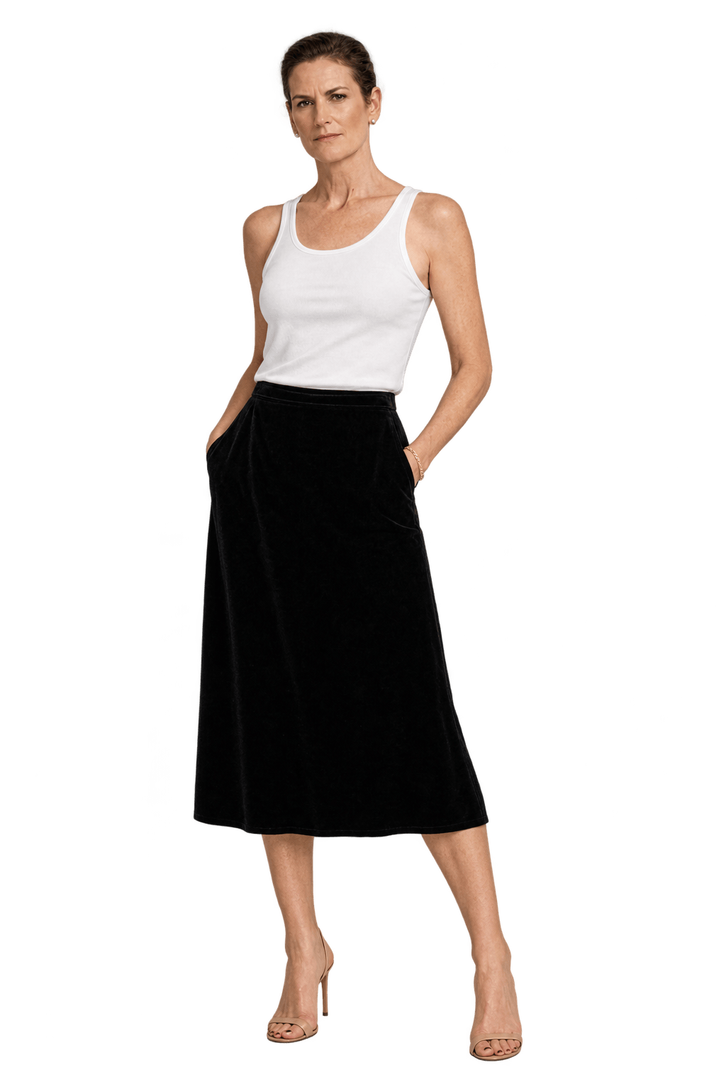 1990s Black Velvet Skirt - Model