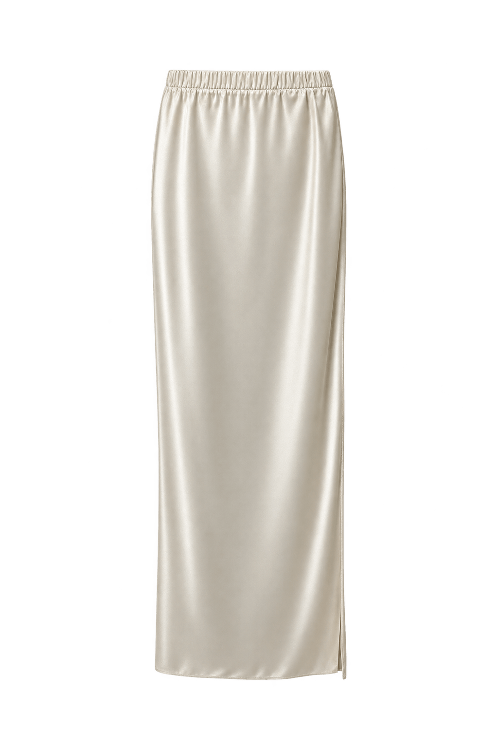1990s Cream White Satin Skirt - Front View