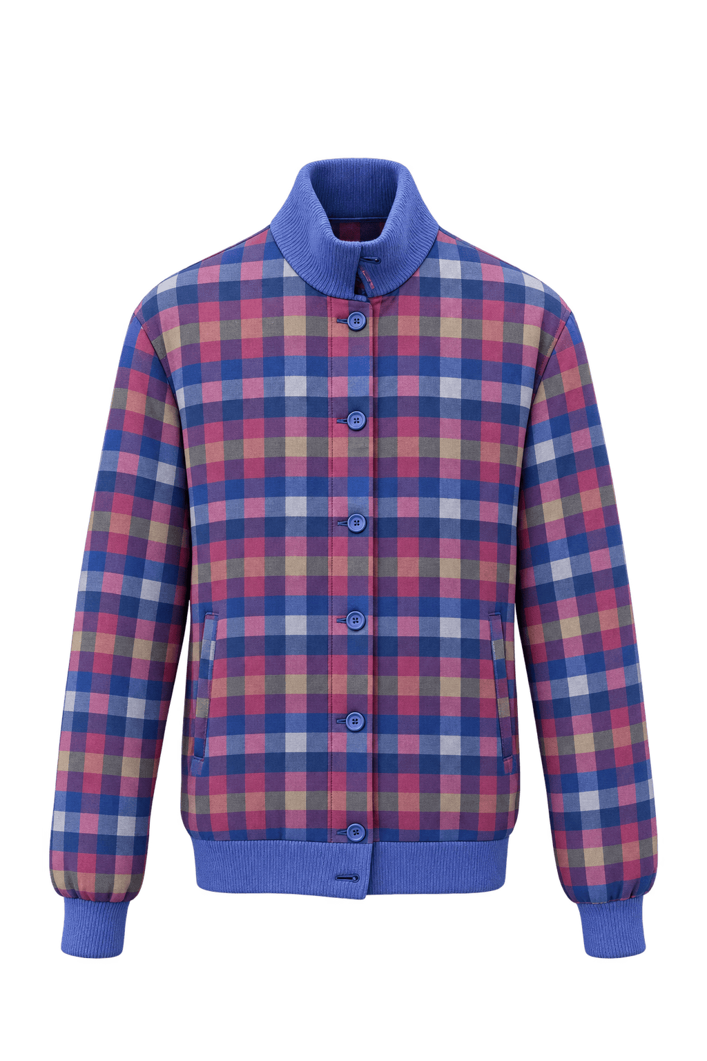 1980s Blue Cotton Blend Jacket - Front View