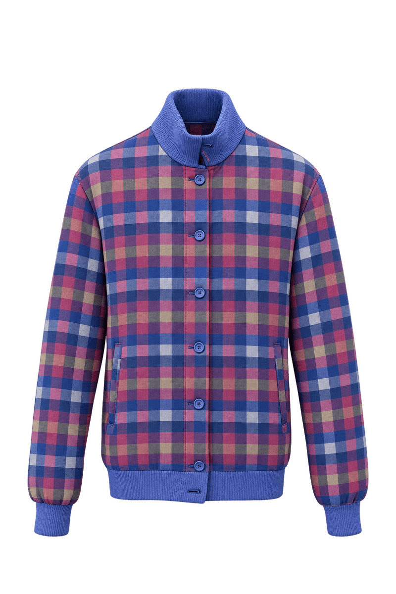 1980s Blue Cotton Blend Jacket - Front View