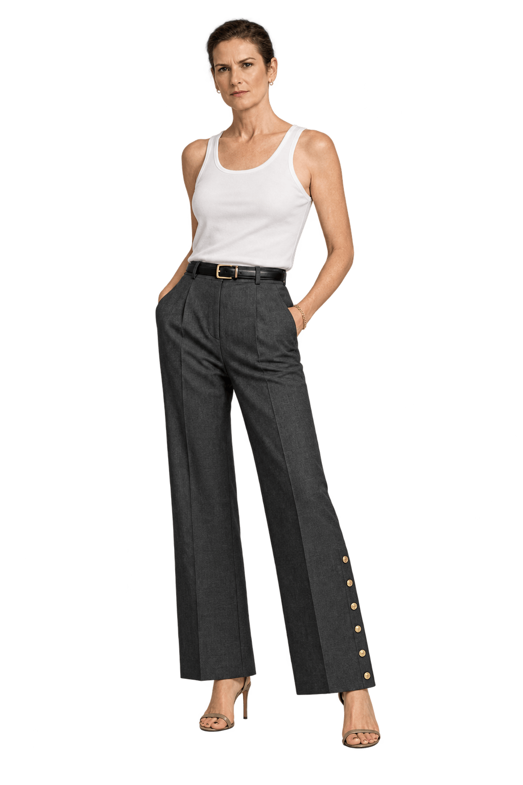 1990s Black Wool Blend Trousers - Model