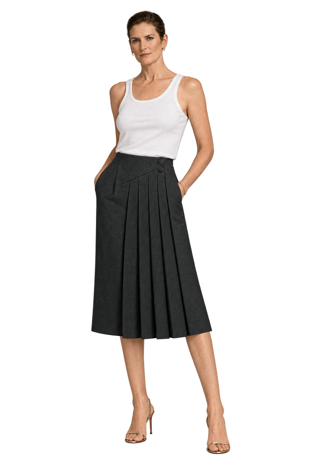 1990s Black Wool Blend Skirt - Model