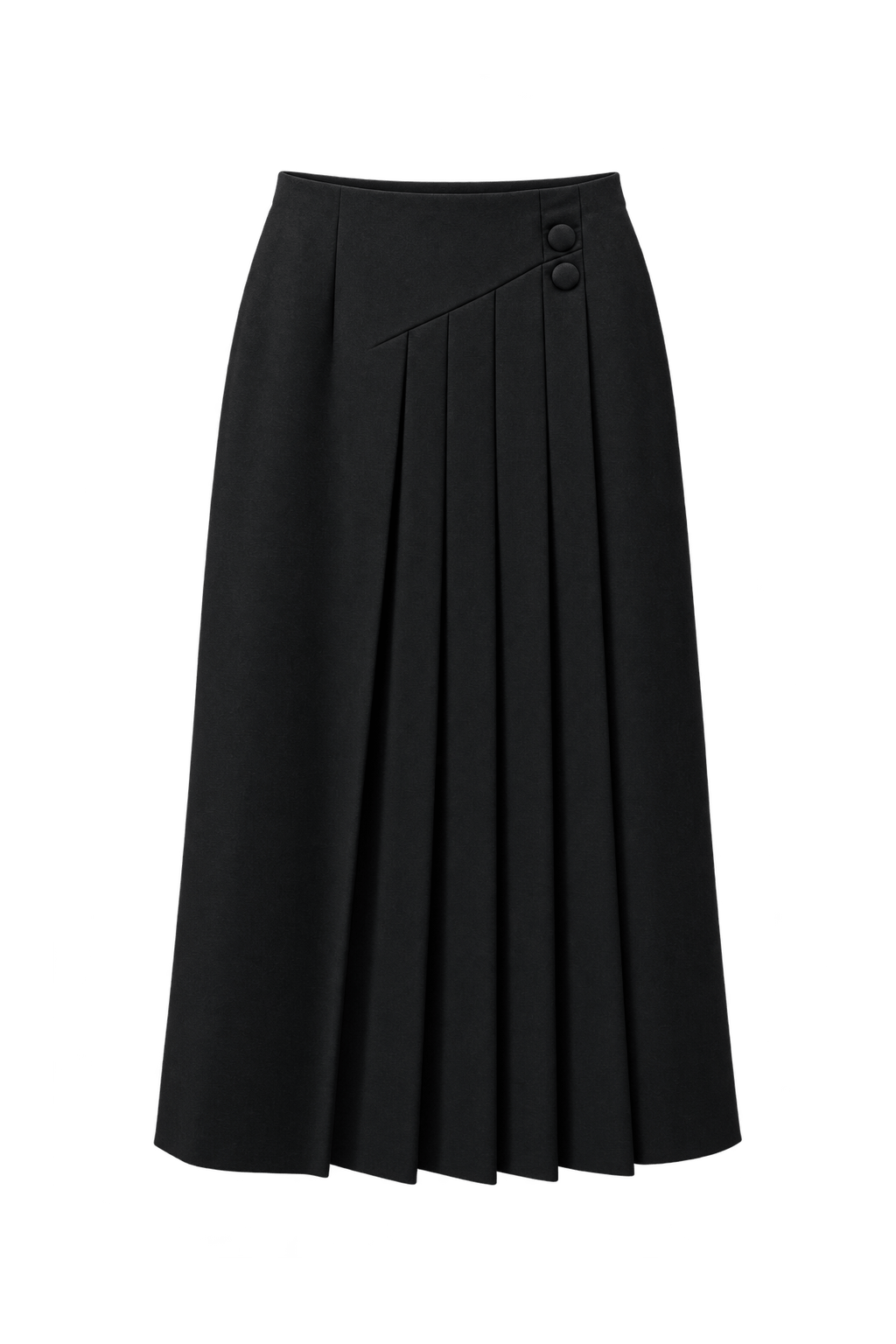 1990s Black Wool Blend Skirt - Front View