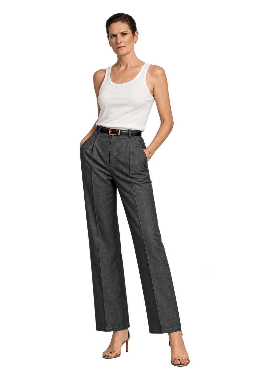 1990s Black Leather Pants - Model