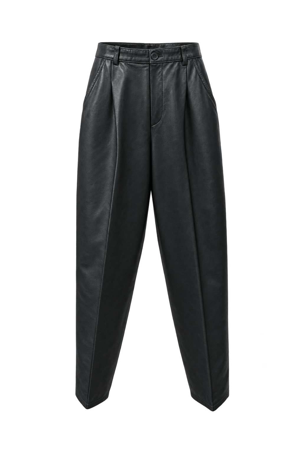 1990s Black Leather Pants - Front View