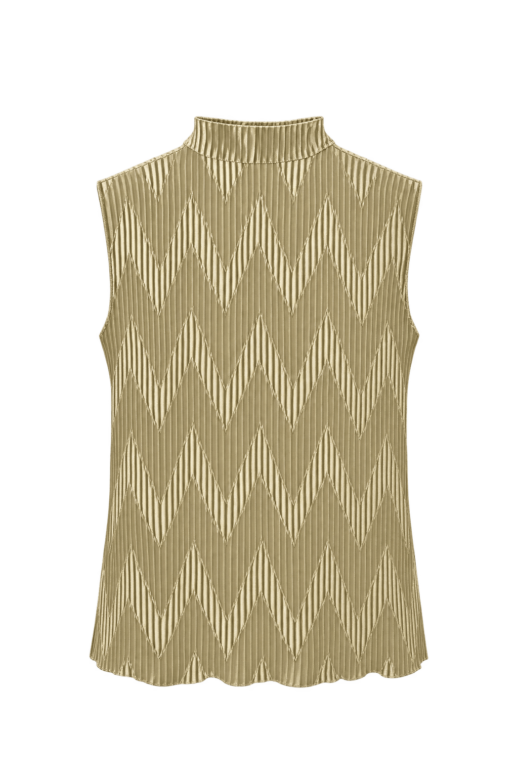 1990s Gold Polyester Blouse - Front View