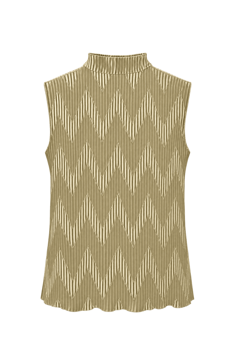 1990s Gold Polyester Blouse - Front View