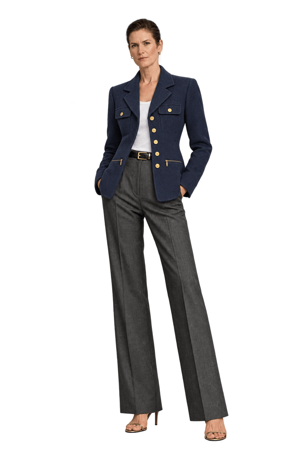 1990s Navy Wool Blend Blazer - Model