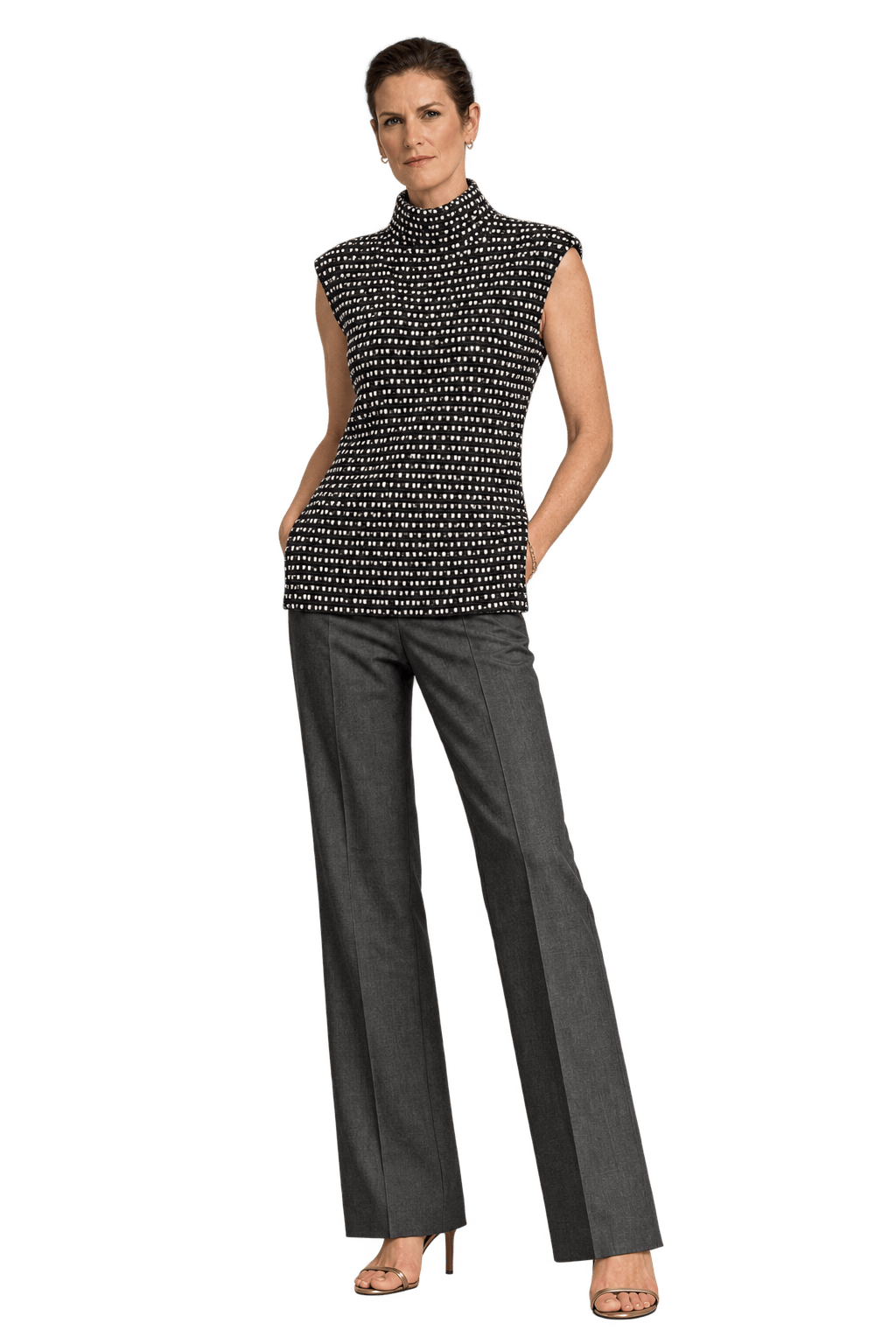 1990s Black Cotton Blend Blouse - Model
