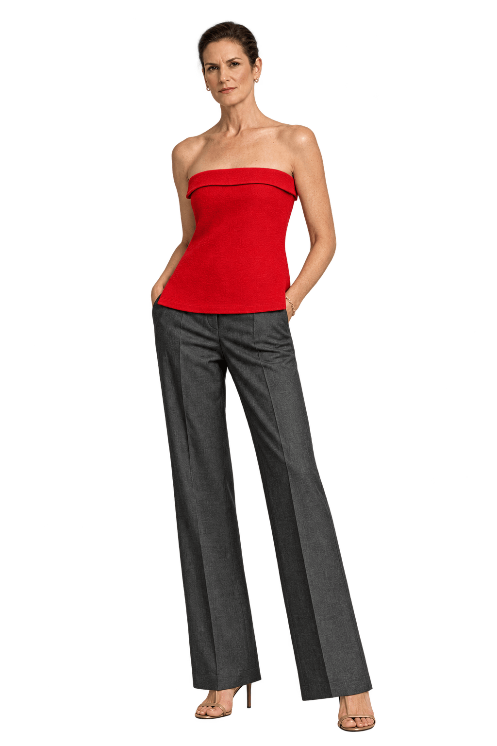 1990s Red Cotton Blend Skirt - Model