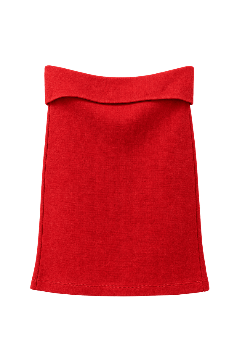1990s Red Cotton Blend Skirt - Front View