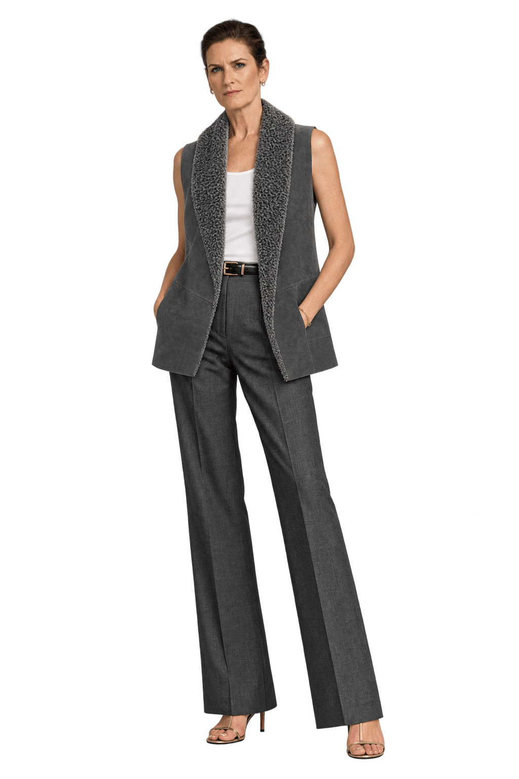 1990s Dark Gray Suede Vest - Model
