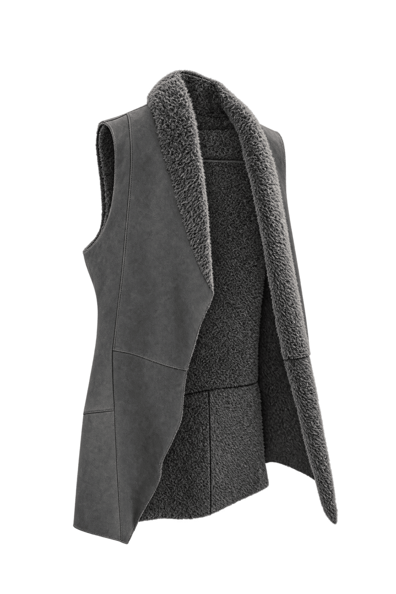 1990s Dark Gray Suede Vest - Front View