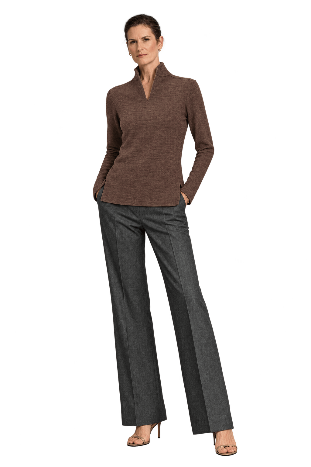 1990s Brown Cotton Blend Sweater - Model