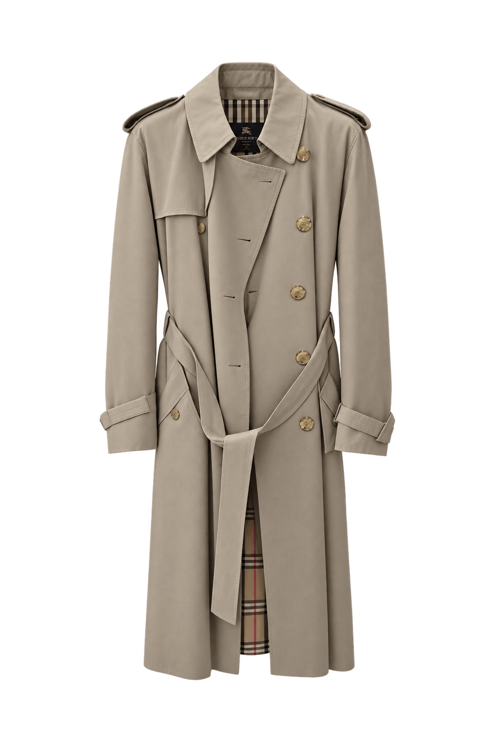 1980s Beige Cotton Blend Trench Coat - Front View