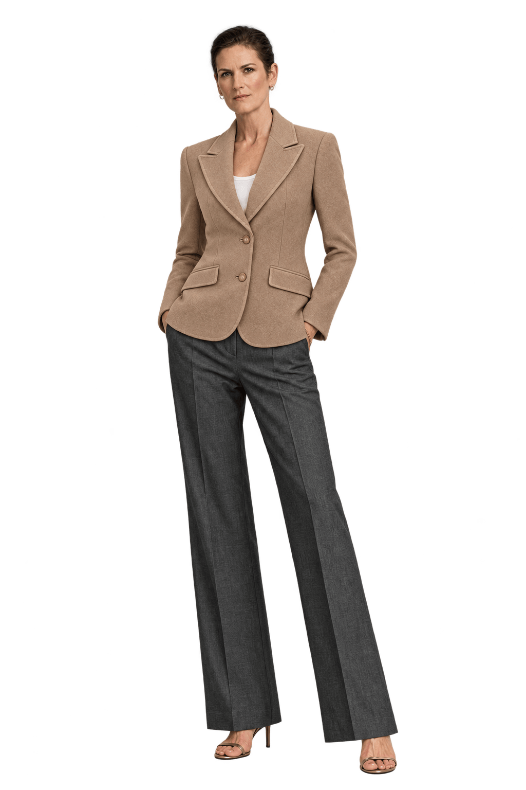 1990s Tan Wool Blend Blazer - Model