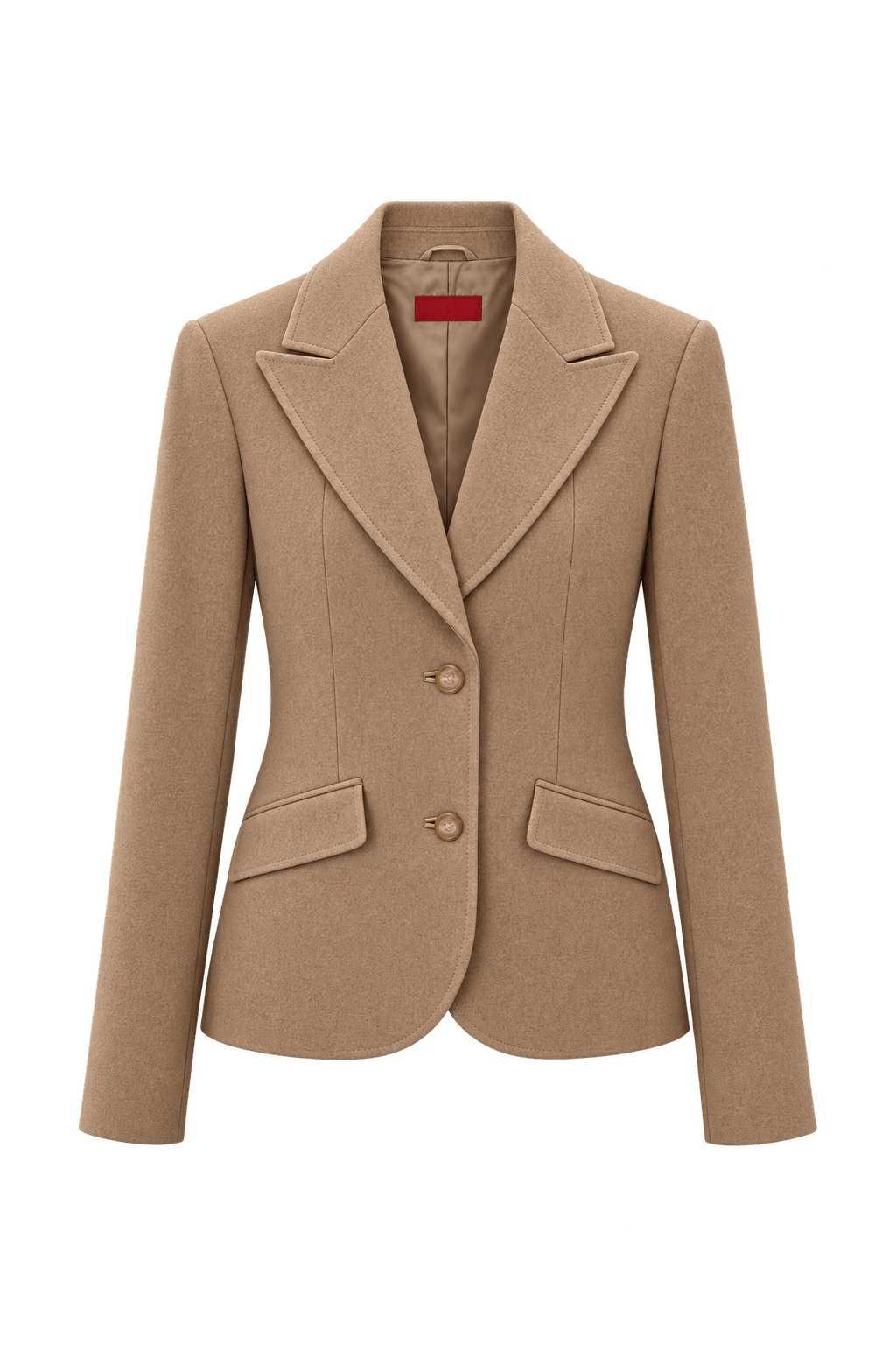 1990s Tan Wool Blend Blazer - Front View
