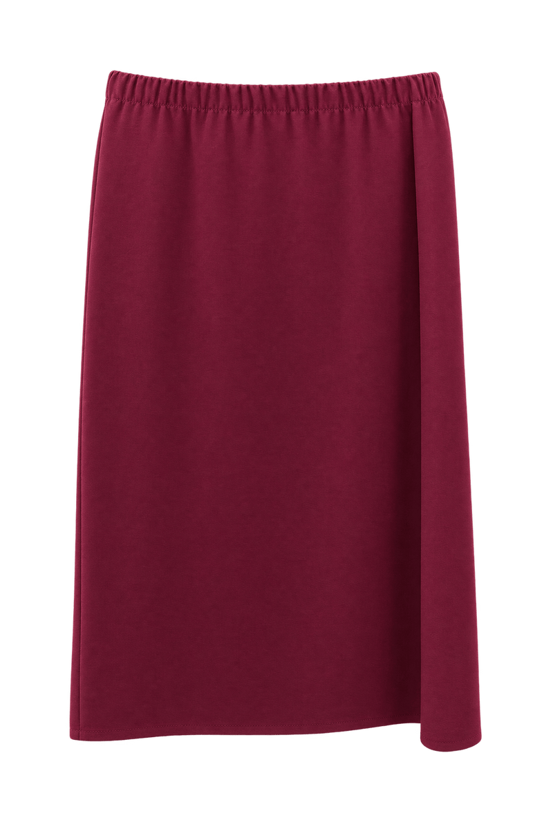 1980s Burgundy Cotton Blend Skirt - Front View