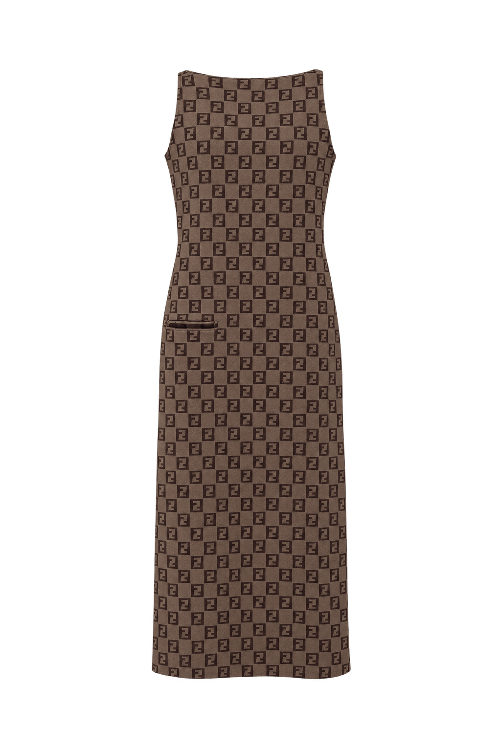 1980s Brown Cotton Blend Sleeveless Dress - Front View