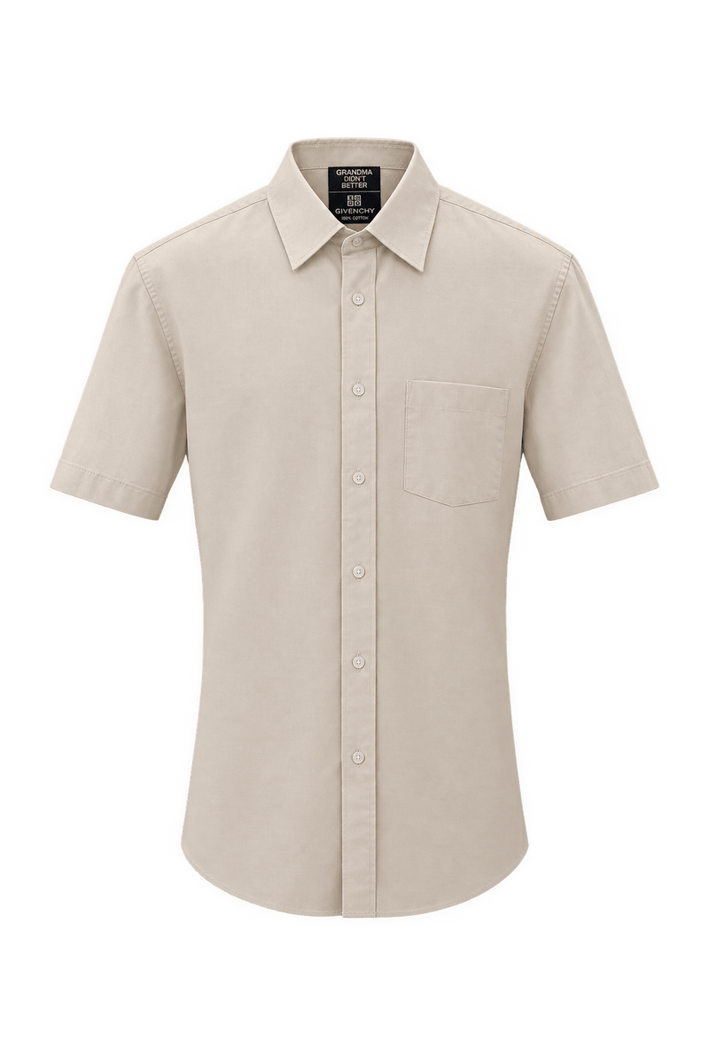 1980s Cream White Cotton Blend Shirt - Front View