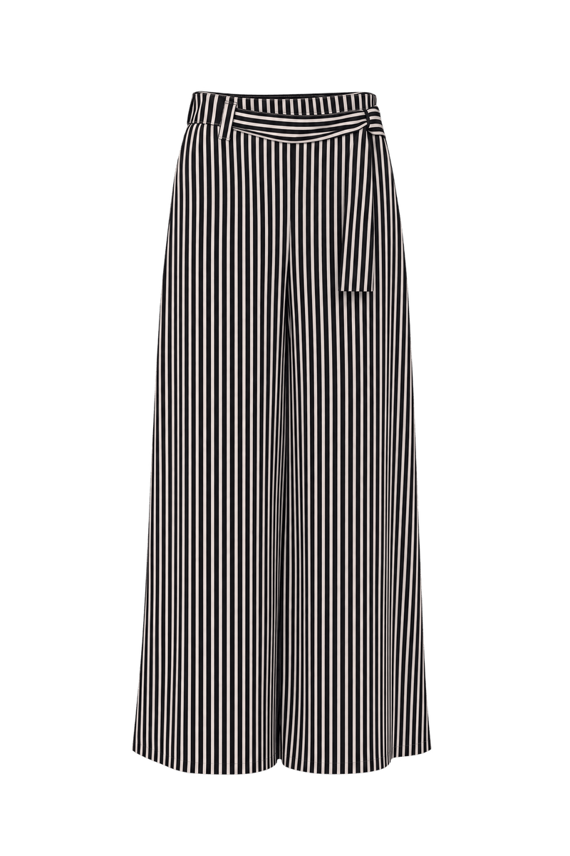 1980s Black and White Cotton Blend Pants - Front View