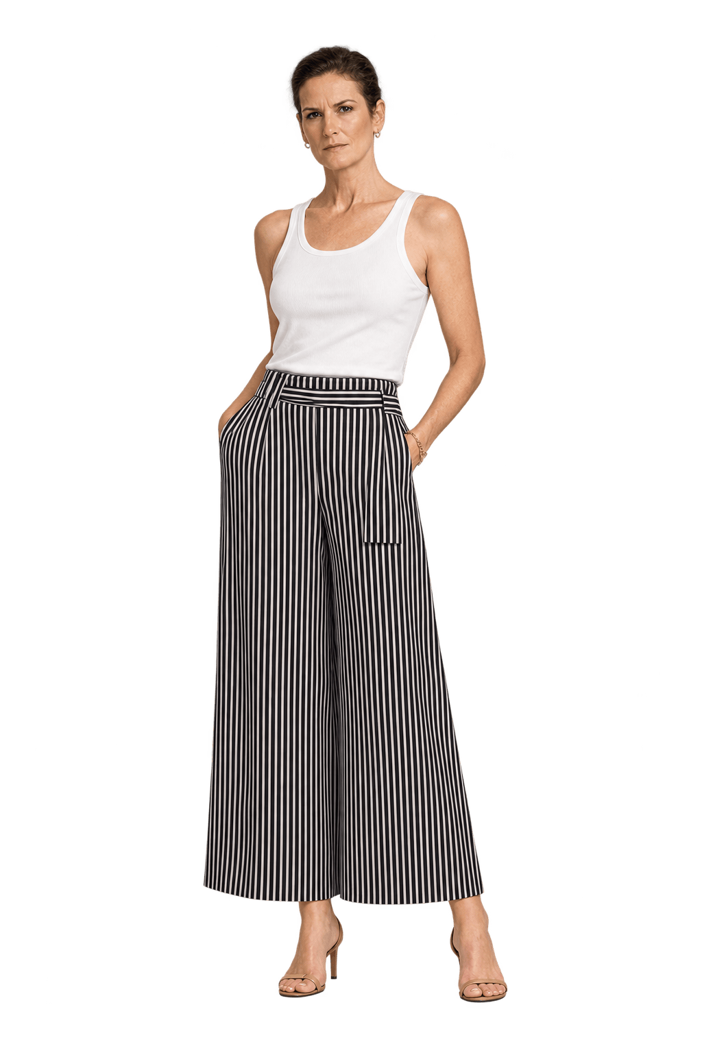 1980s Black and White Cotton Blend Pants - Model