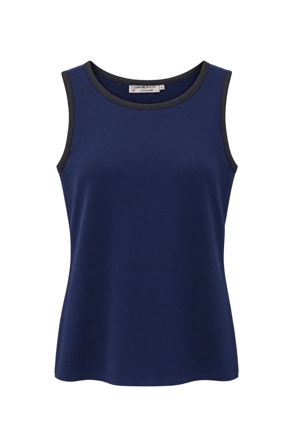 1980s Navy Blue Cotton Blend Tank Top - Front View