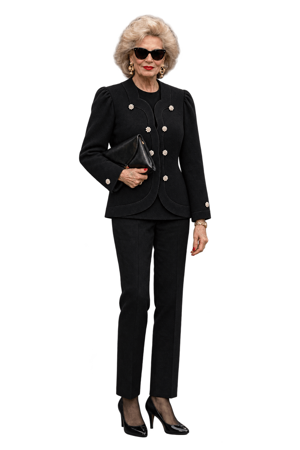 1980s Black Wool Blend Jacket - Model