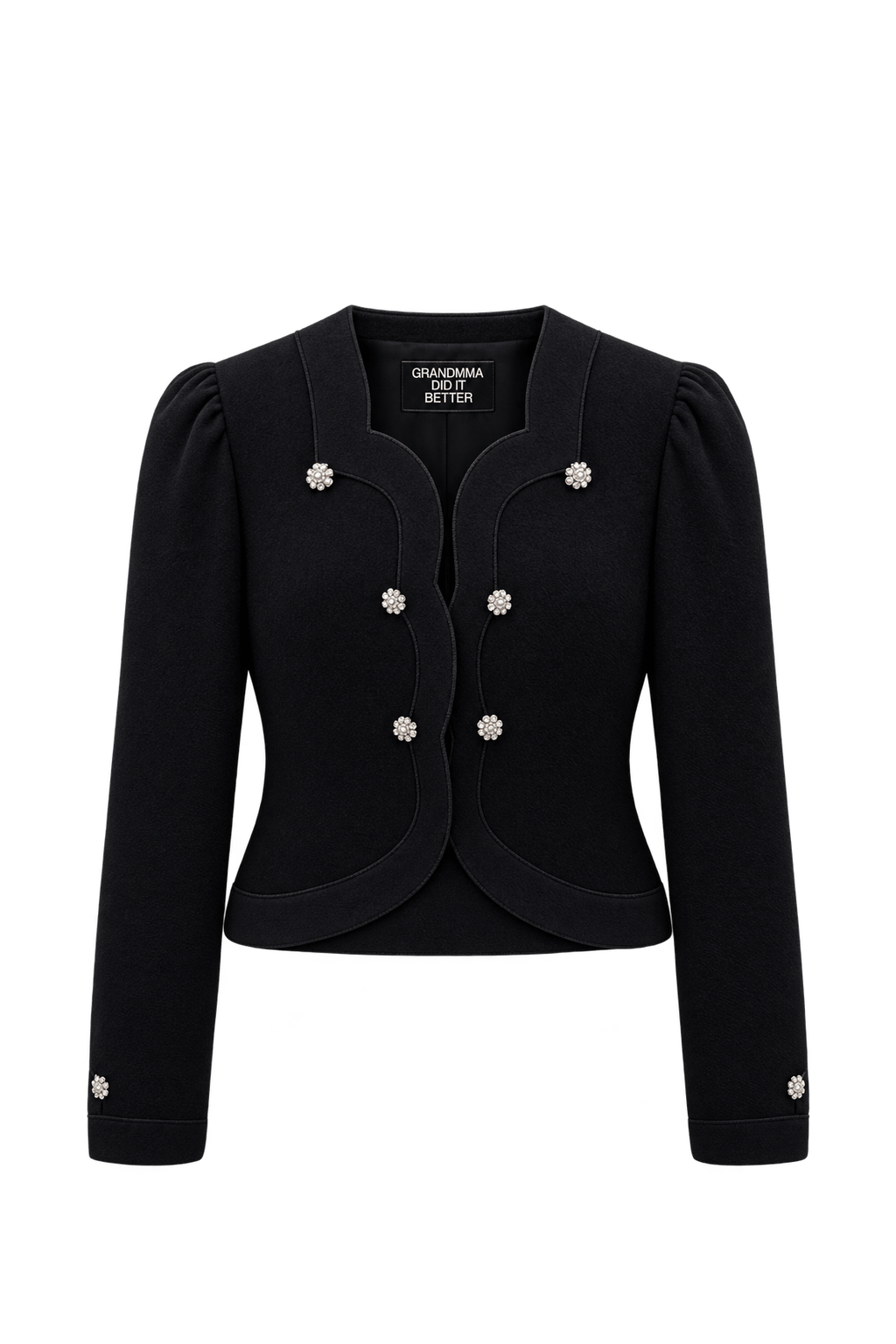 1980s Black Wool Blend Jacket - Front View
