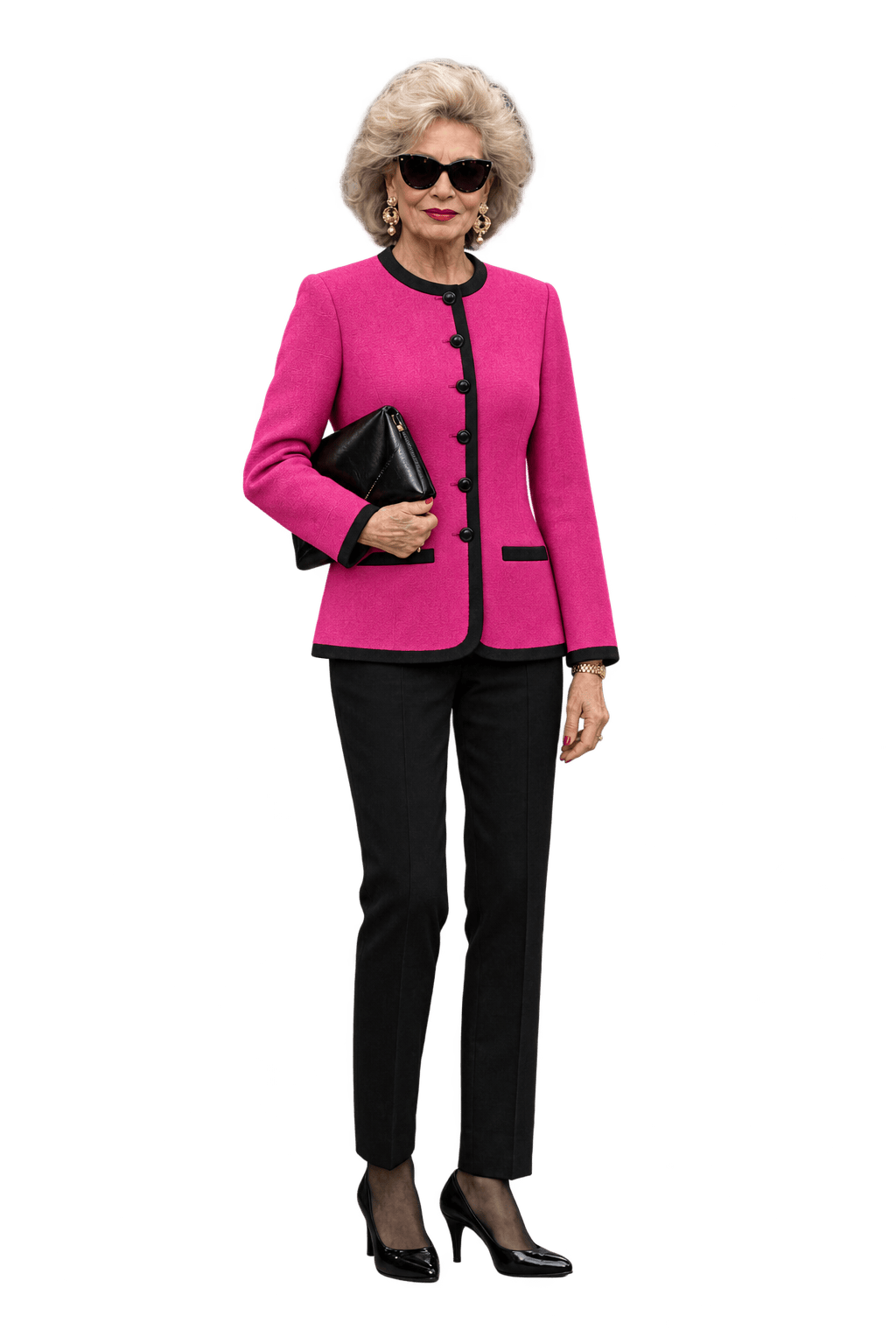1980s Bright Pink Wool Blazer - Model