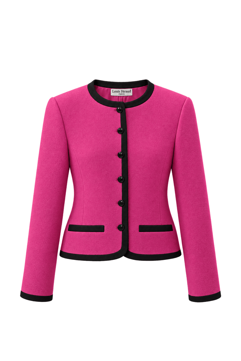 1980s Bright Pink Wool Blazer - Front View