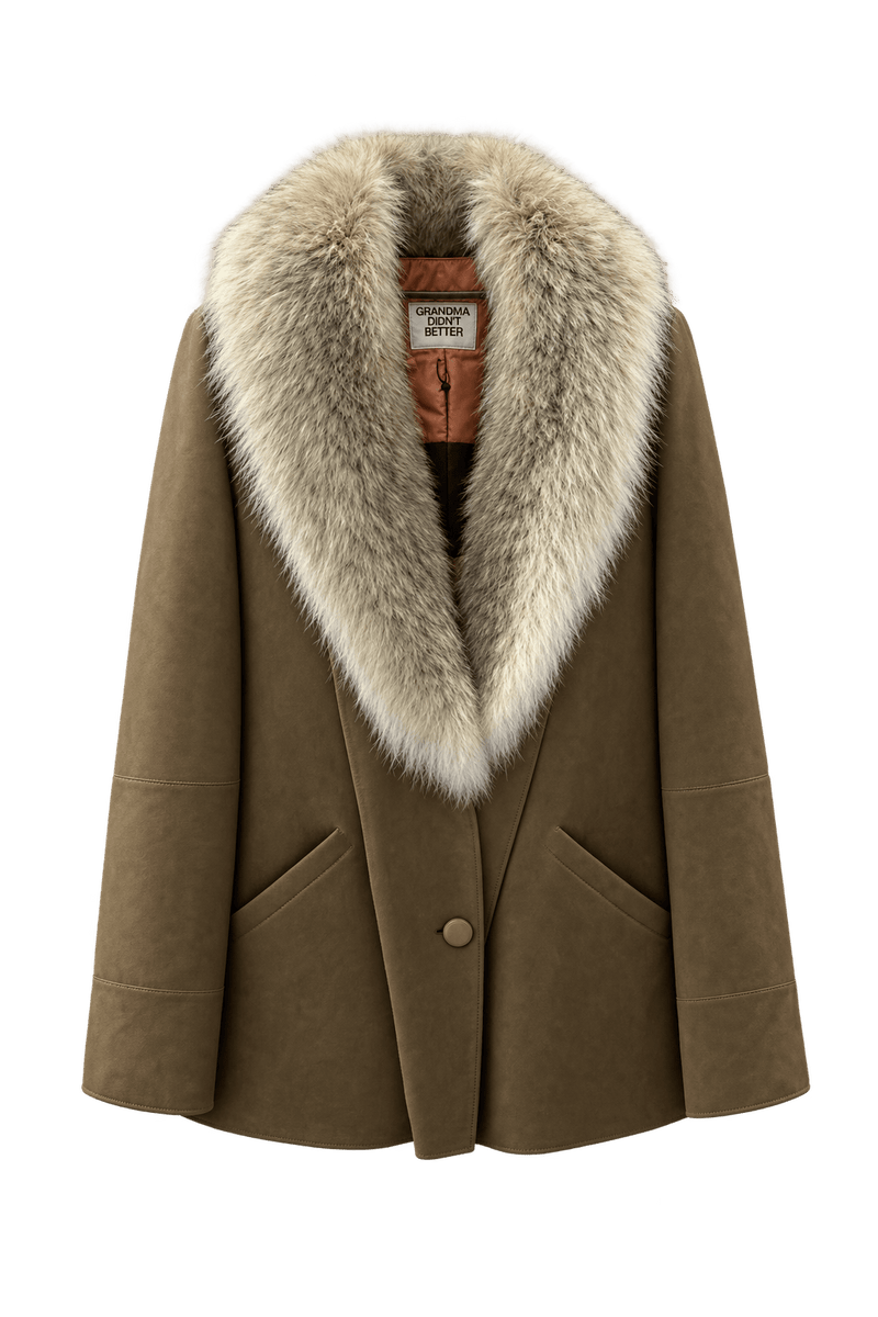 1990s Tan Leather Jacket - Front View