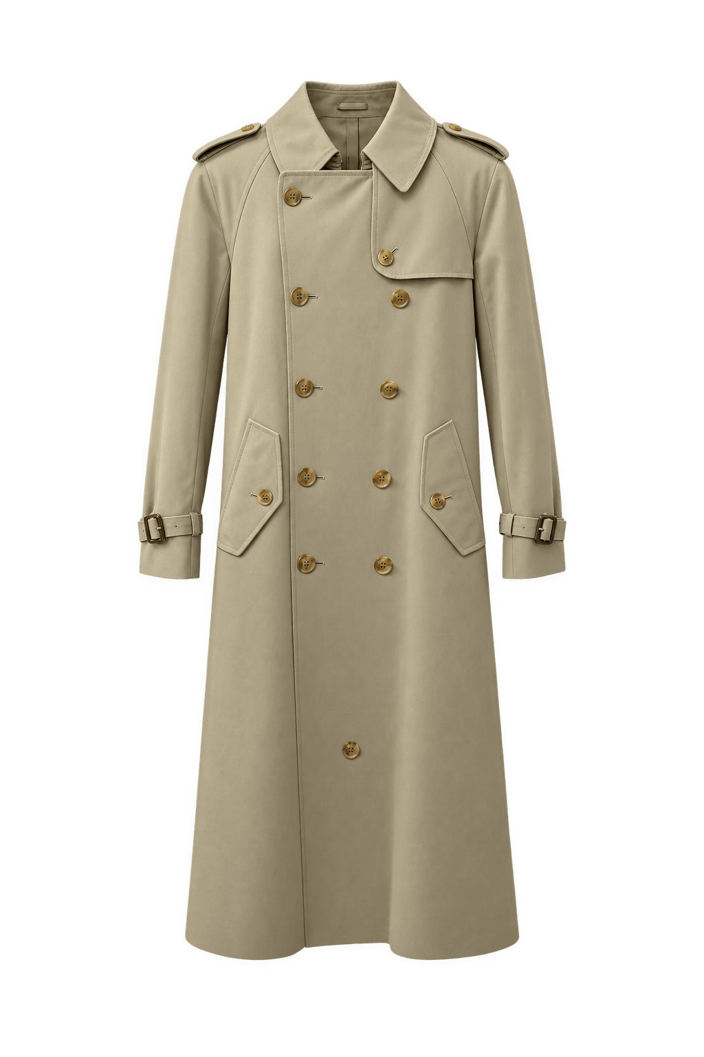 1980s Beige Cotton Blend Trench Coat - Front View