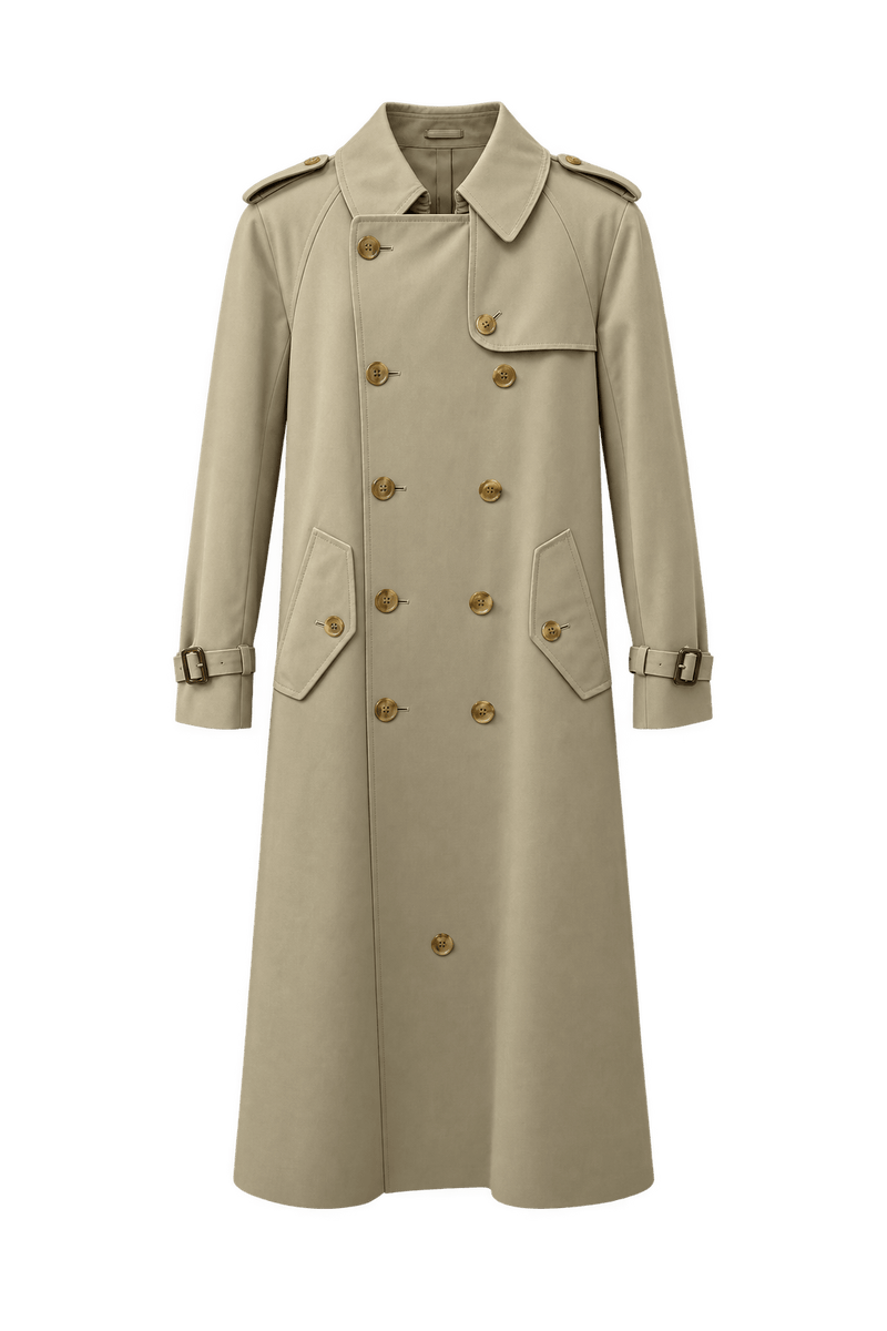 1980s Beige Cotton Blend Trench Coat - Front View