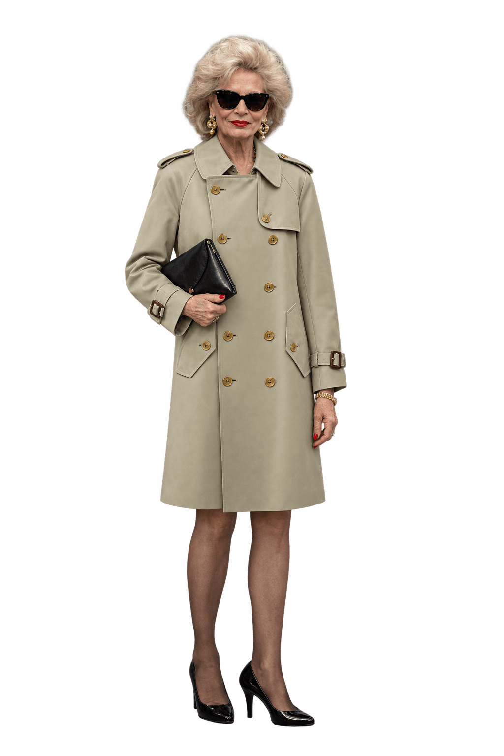 1980s Beige Cotton Blend Trench Coat - Model