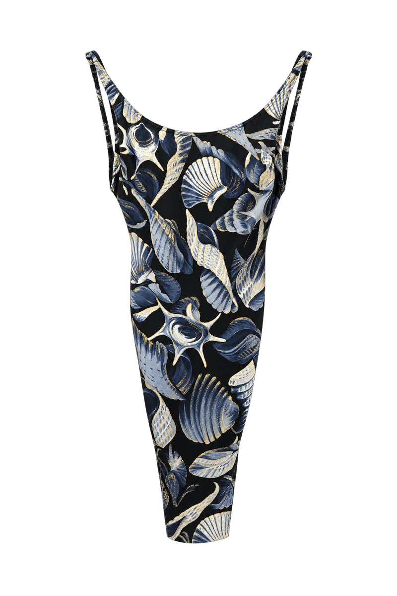1980s Black Polyester Blend Dress - Front View