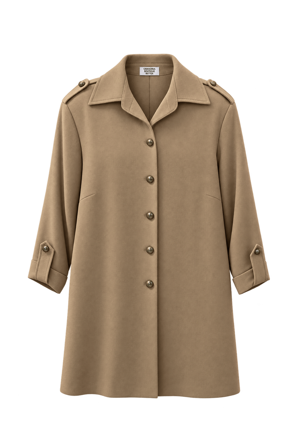 1980s Tan Polyester Blend Jacket - Front View