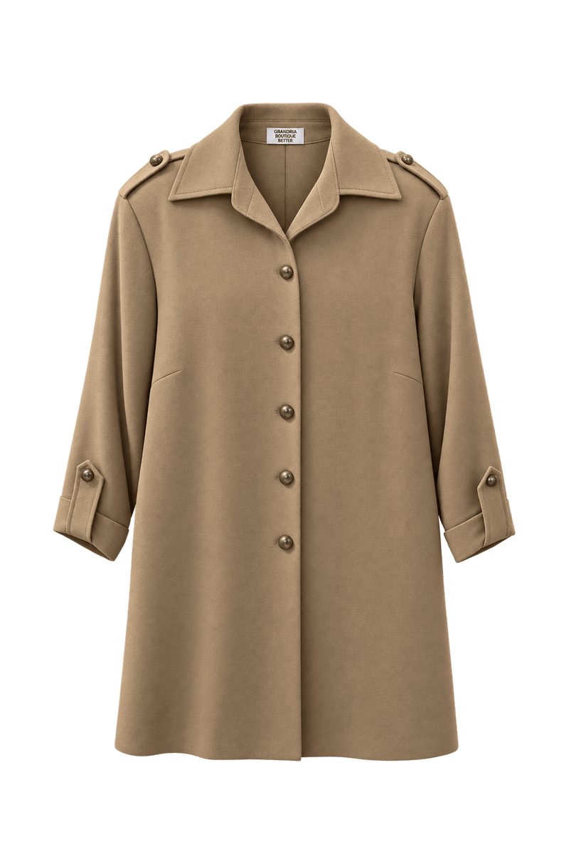 1980s Tan Polyester Blend Jacket - Front View