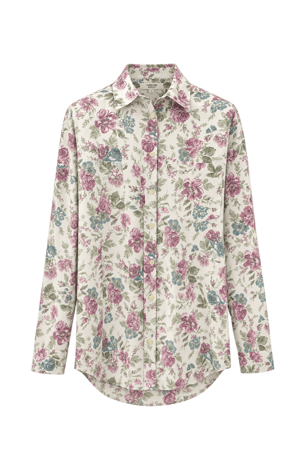 1980s Ivory Cotton Blend Shirt - Front View